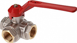 3-way ball valve, brass, G 3/4