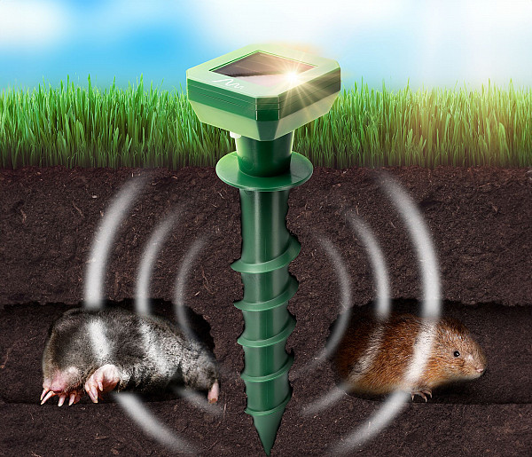 Solar-Powered Mole and Vole Repeller with Ground Stake