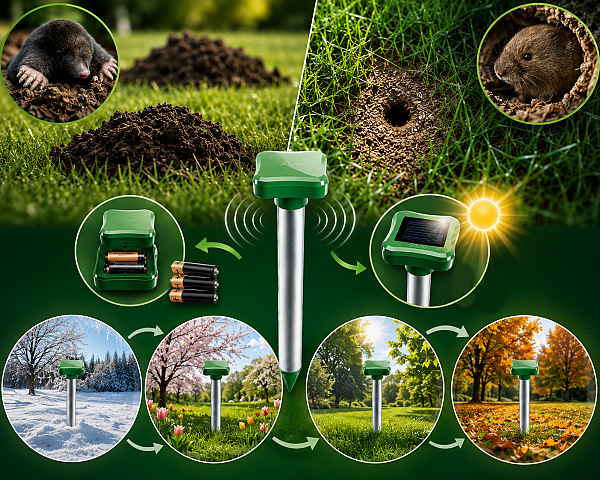Year-Round Mole Repeller – Solar & Battery Powered