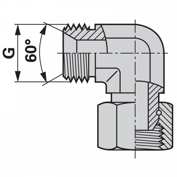 Angle nipple 90° adjustable