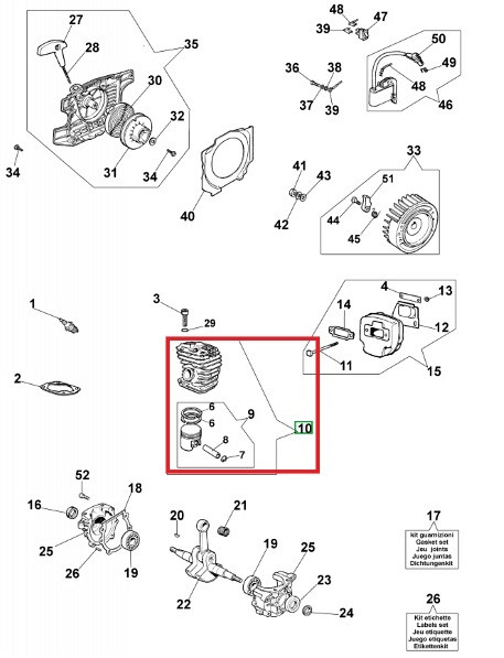 Piston and cylinder for the saw D. 42