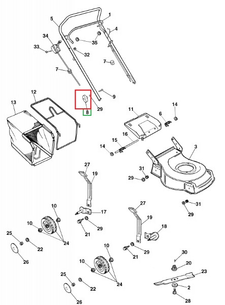 Nut for mowers handle