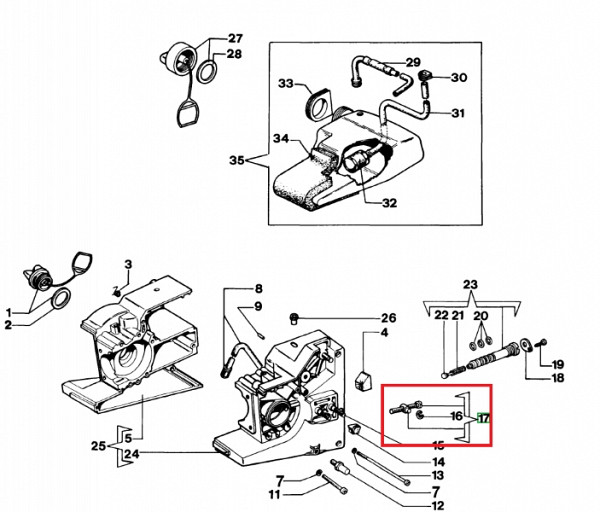 Chain tensioner screw