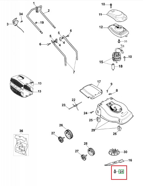 Screw for the knife